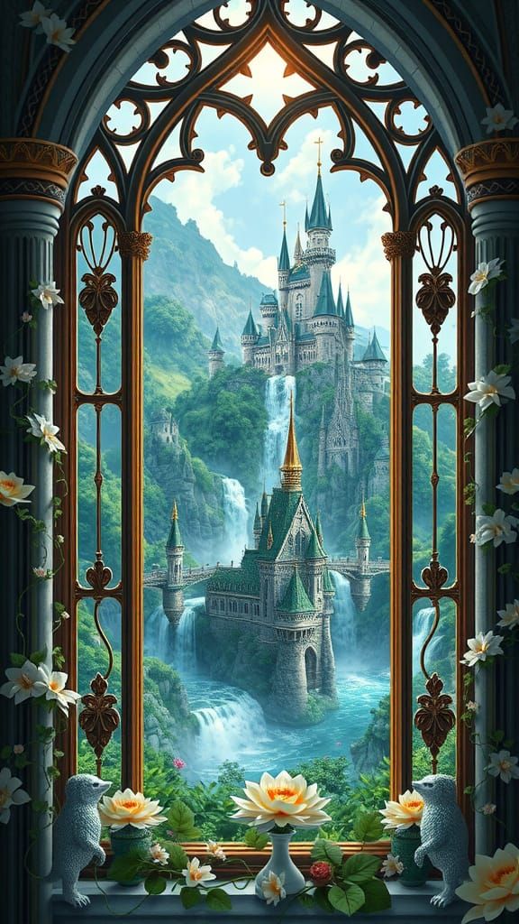Fantasy Fairytale World Beyond Gothic Window