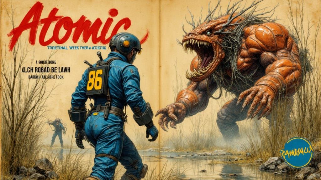 Atomic Aftermath Magazine Cover in 1970s Retro-Futuristic St...