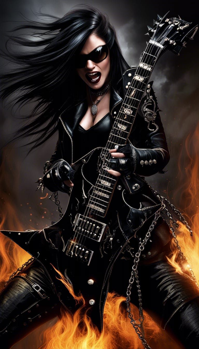 Ferocious Biker Chick Shreds Fiery Guitar Solo