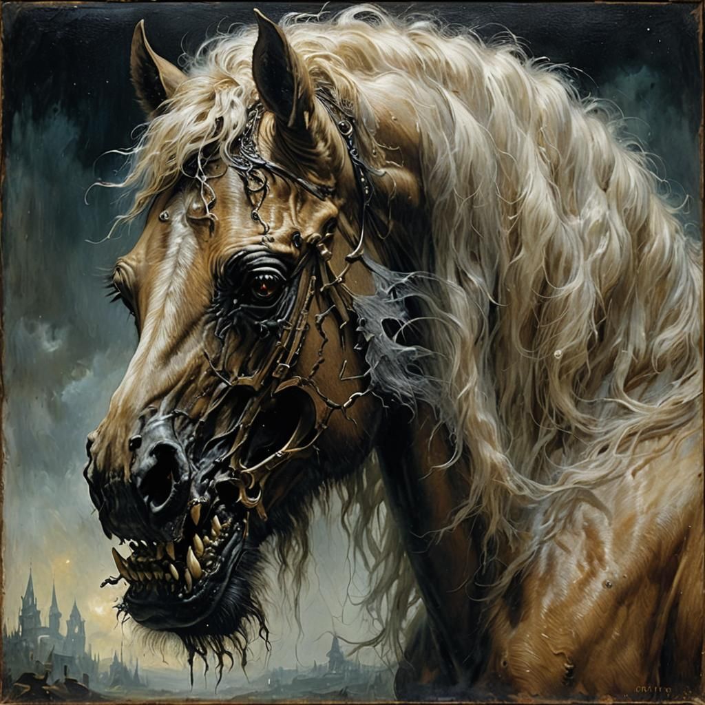 Gothic Horse Jaw in Dark Romanticism Style
