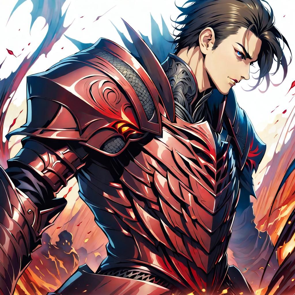 Dark Knight in Manga Style Armor