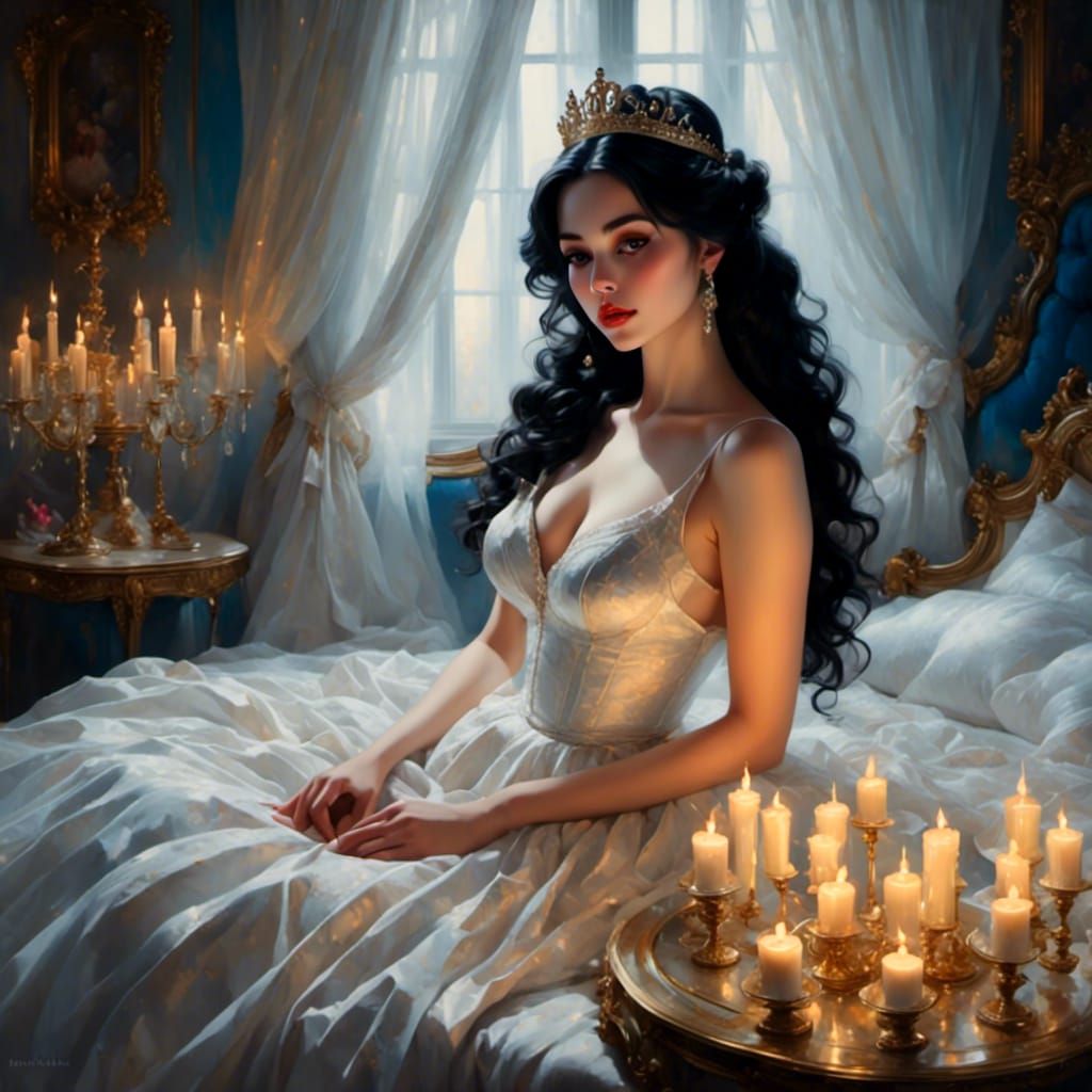 Innocent Black Hair Princess in Romantic Fantasy