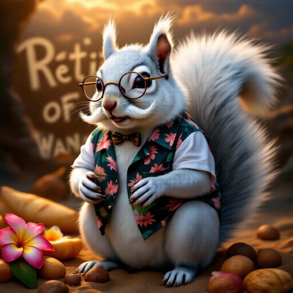 Retired Squirrel Sipping Piña Colada on the Beach