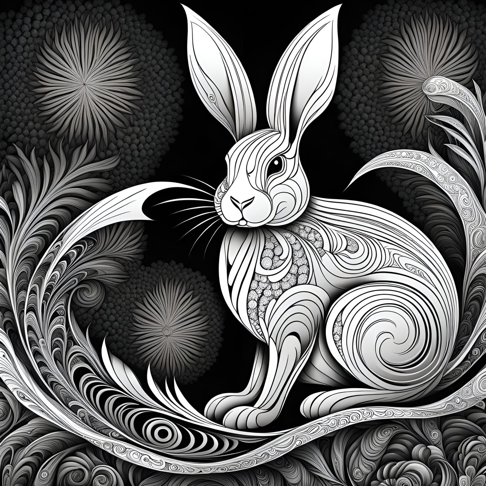 Warrior Rabbits Book Cover with Abstract Fractals