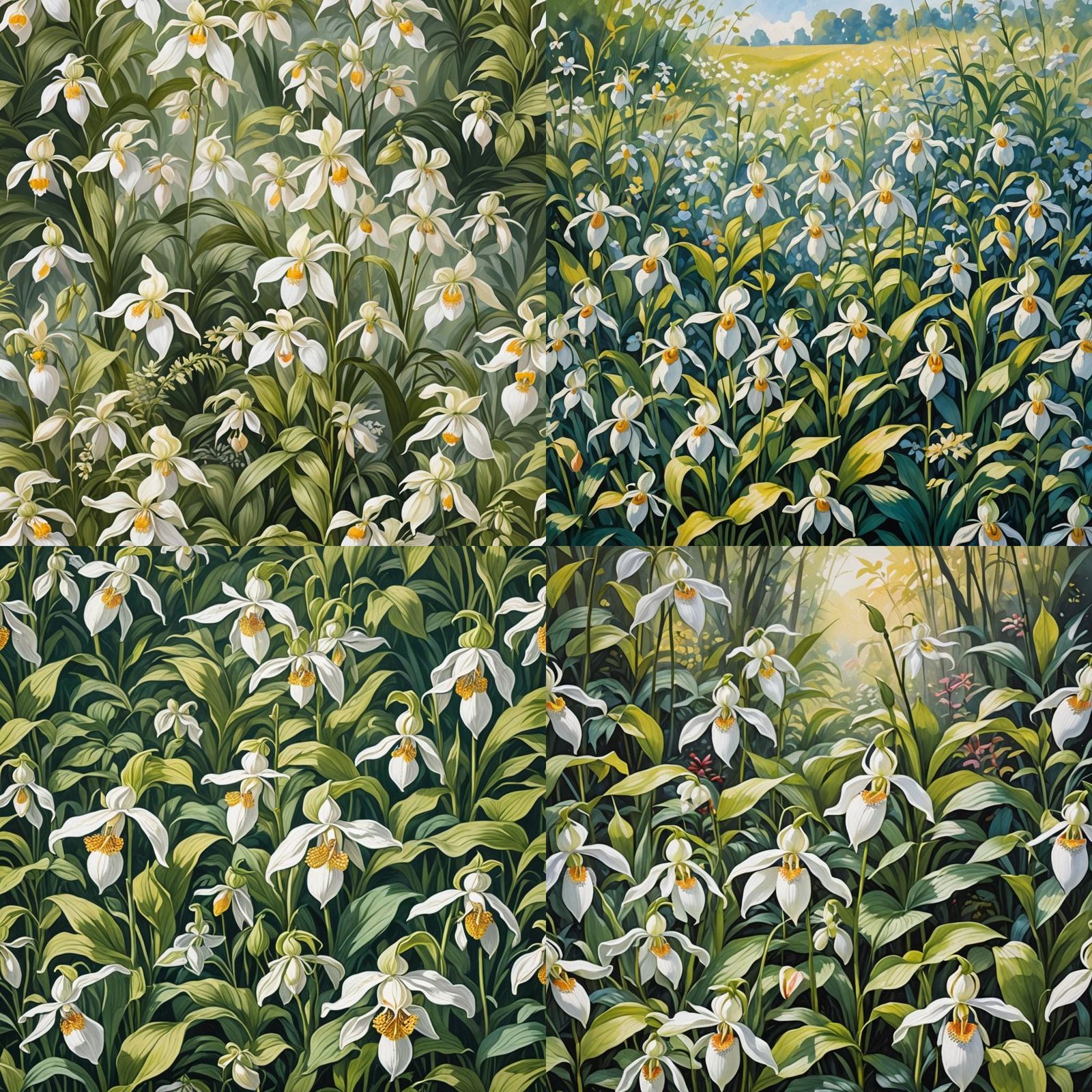 White lady slipper flowers
