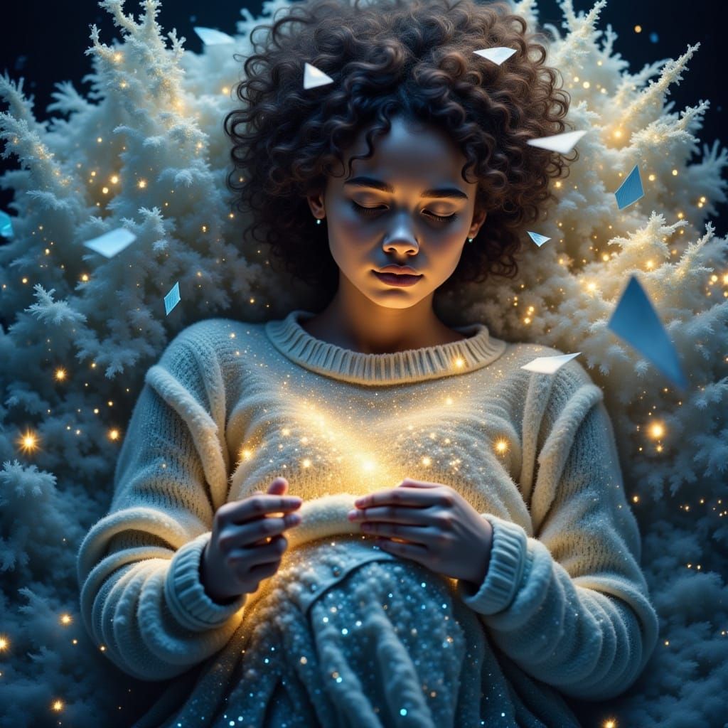 Surreal Portrait of Resilience Amidst Fatigue