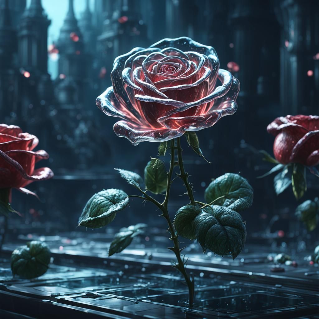 Stunning Glass Rose Digital Matte Painting