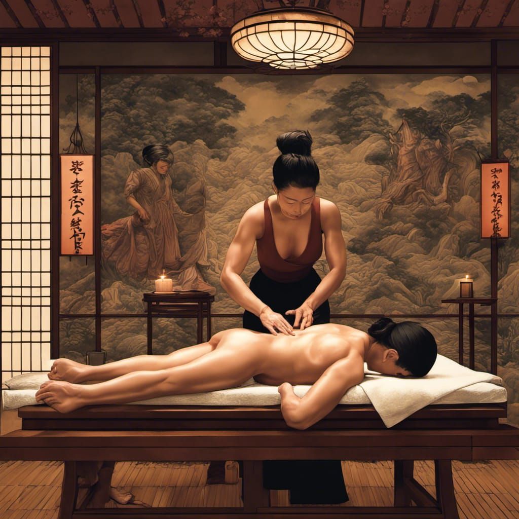 Bodybuilder in Massage Room: Detailed Matte Painting