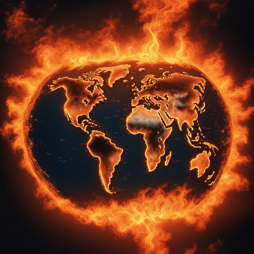 Fiery World Map: Hyperrealistic and Cinematic
