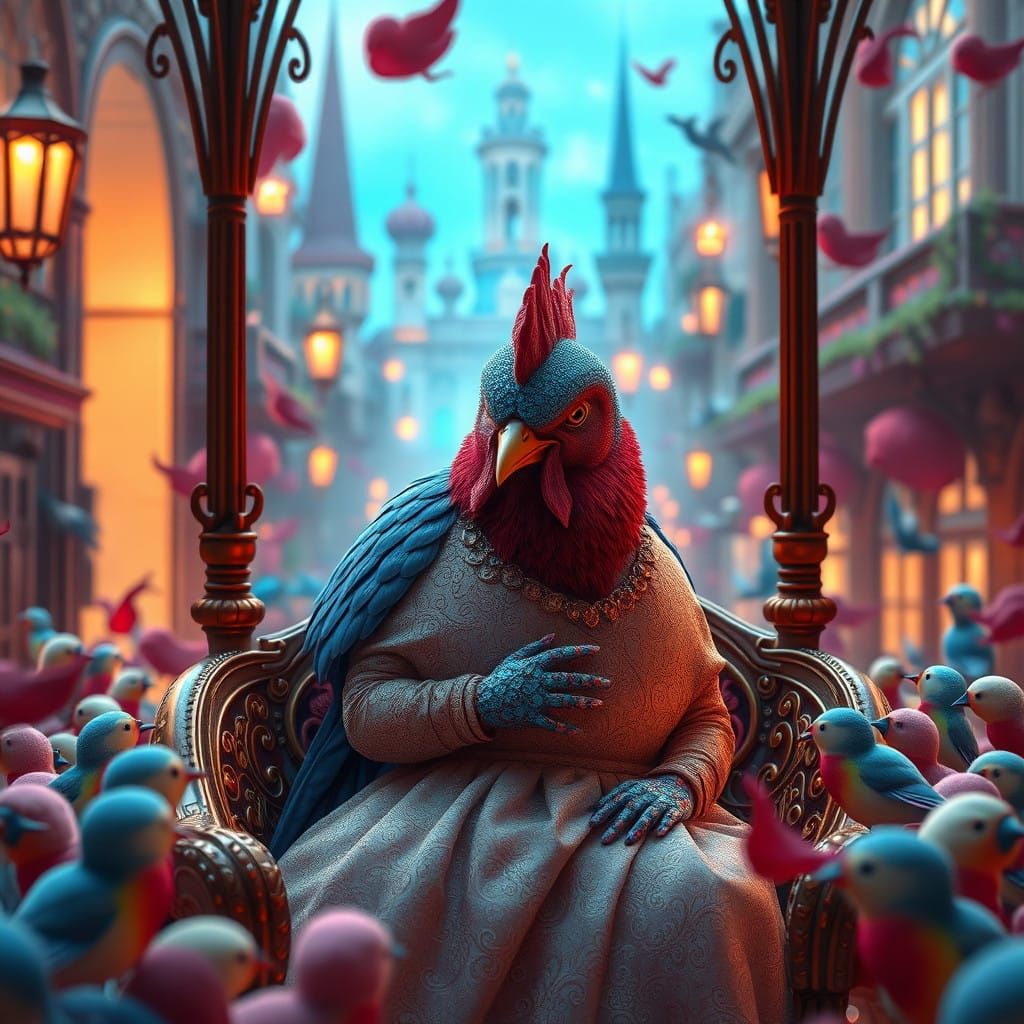 Elegant Dove in Formal Attire Enjoys Pastries in Whimsical G...