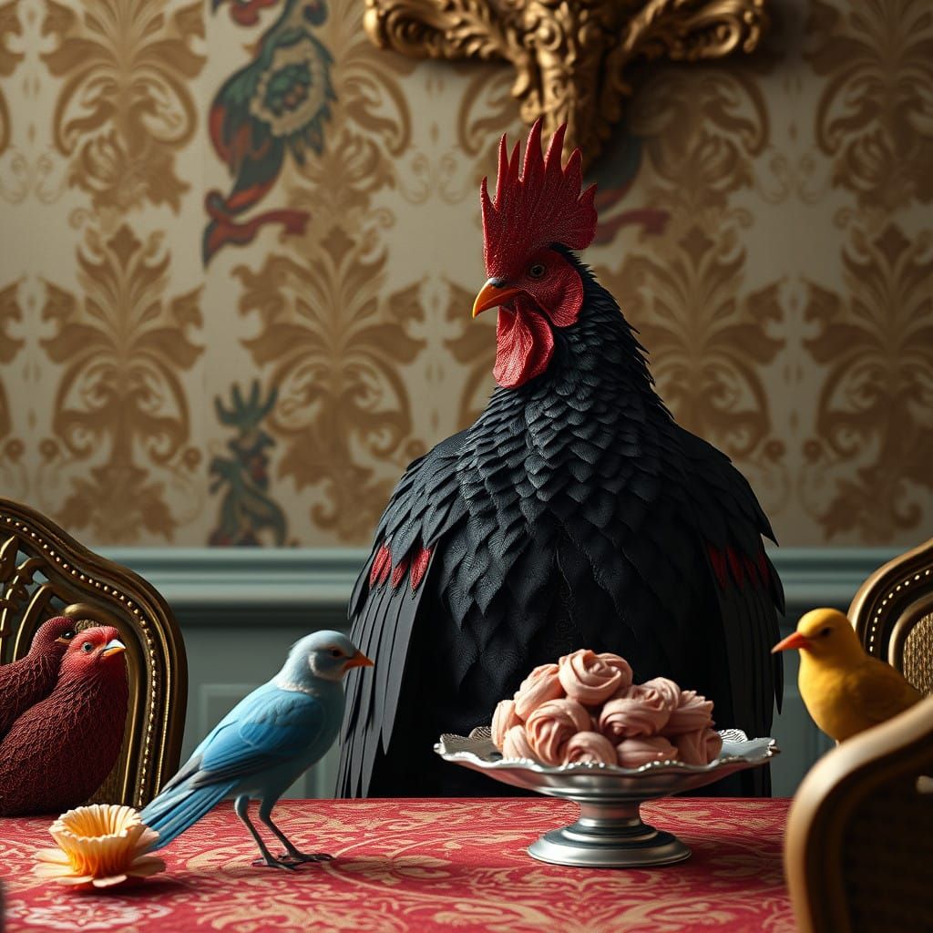 Elegant Dove in Suit and Tie Indulging in Colored Sweets