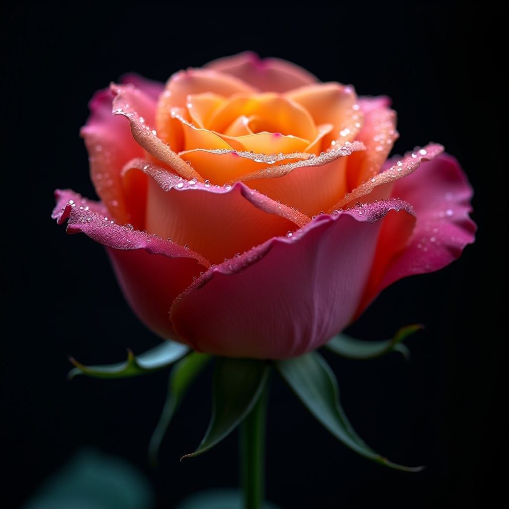 Majestic Rainbow Rose in Hyperrealistic Detail