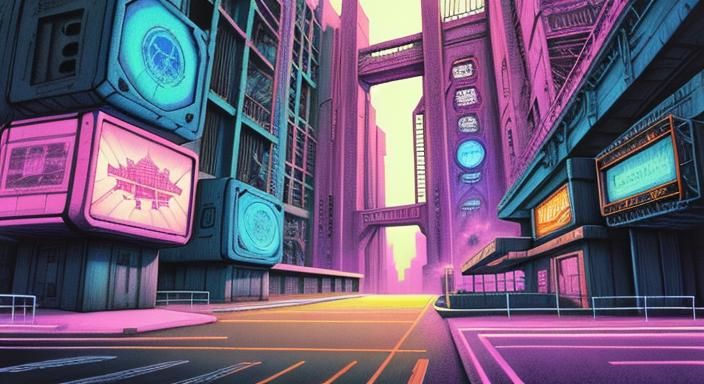 Surreal Nuclear Fantasy Landscape in Solarpunk Style