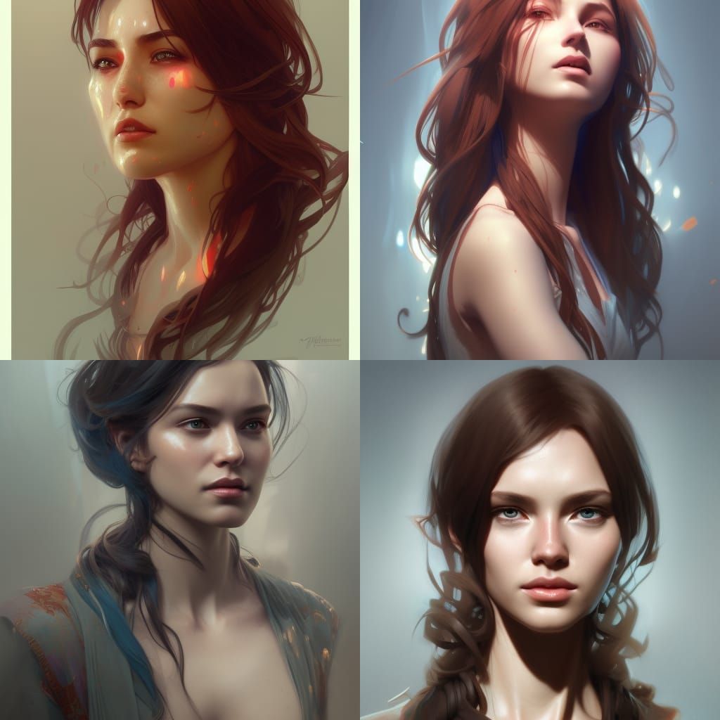 Detailed Jinn Portrait in Art Nouveau Style