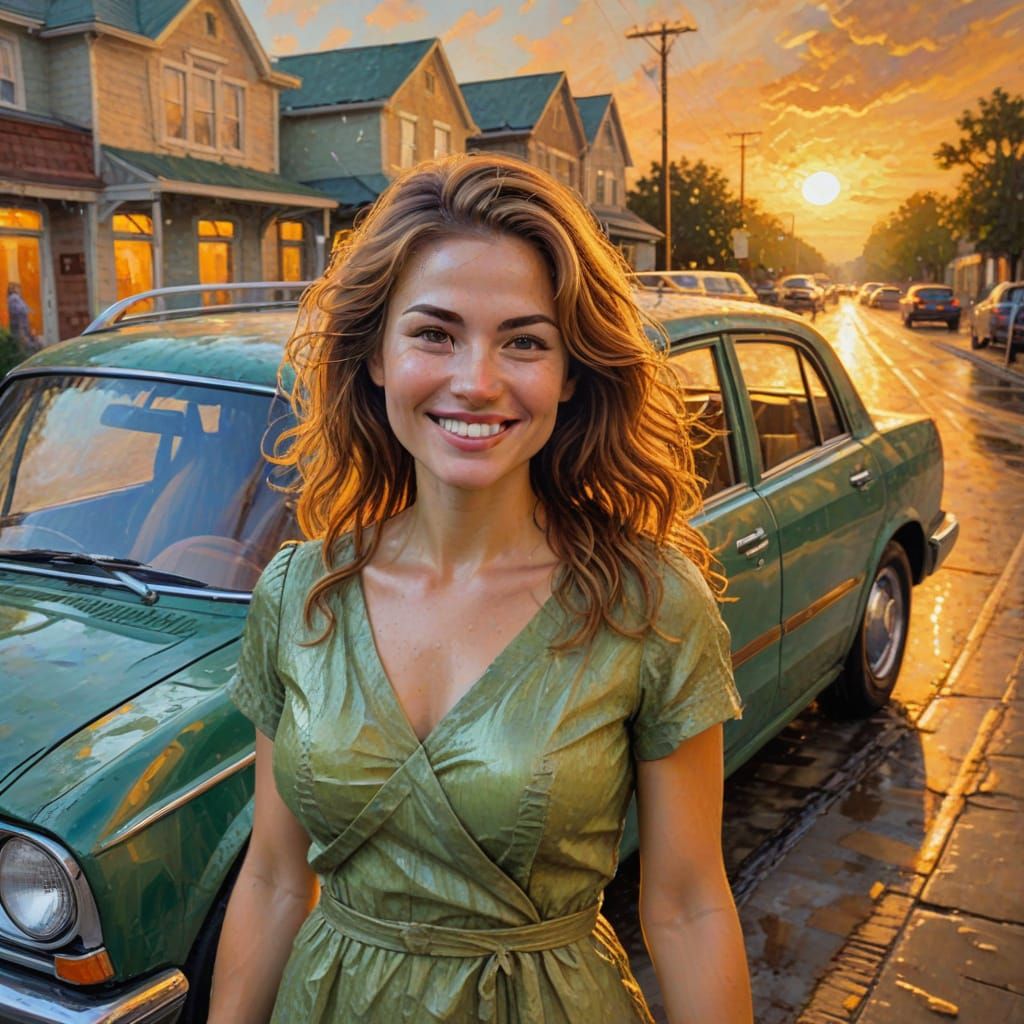 Vibrant Road Trip Scene in Thick Impasto