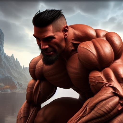 Detailed Muscular Male Fantasy Concept Art