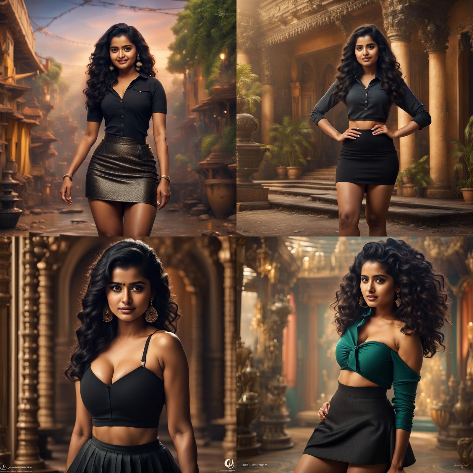 Celebrity in Black Mini Skirt, Realistic Photo