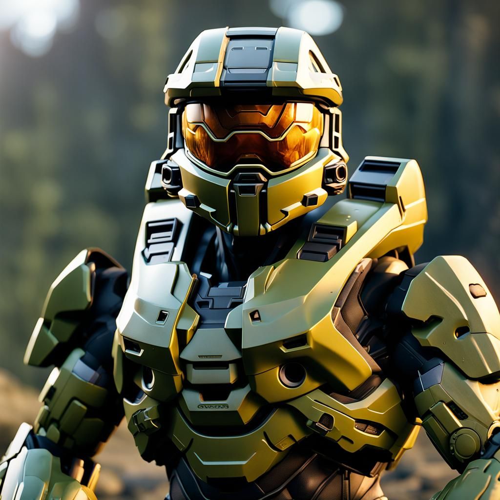 Master Chief in Epic 3D Game Scene