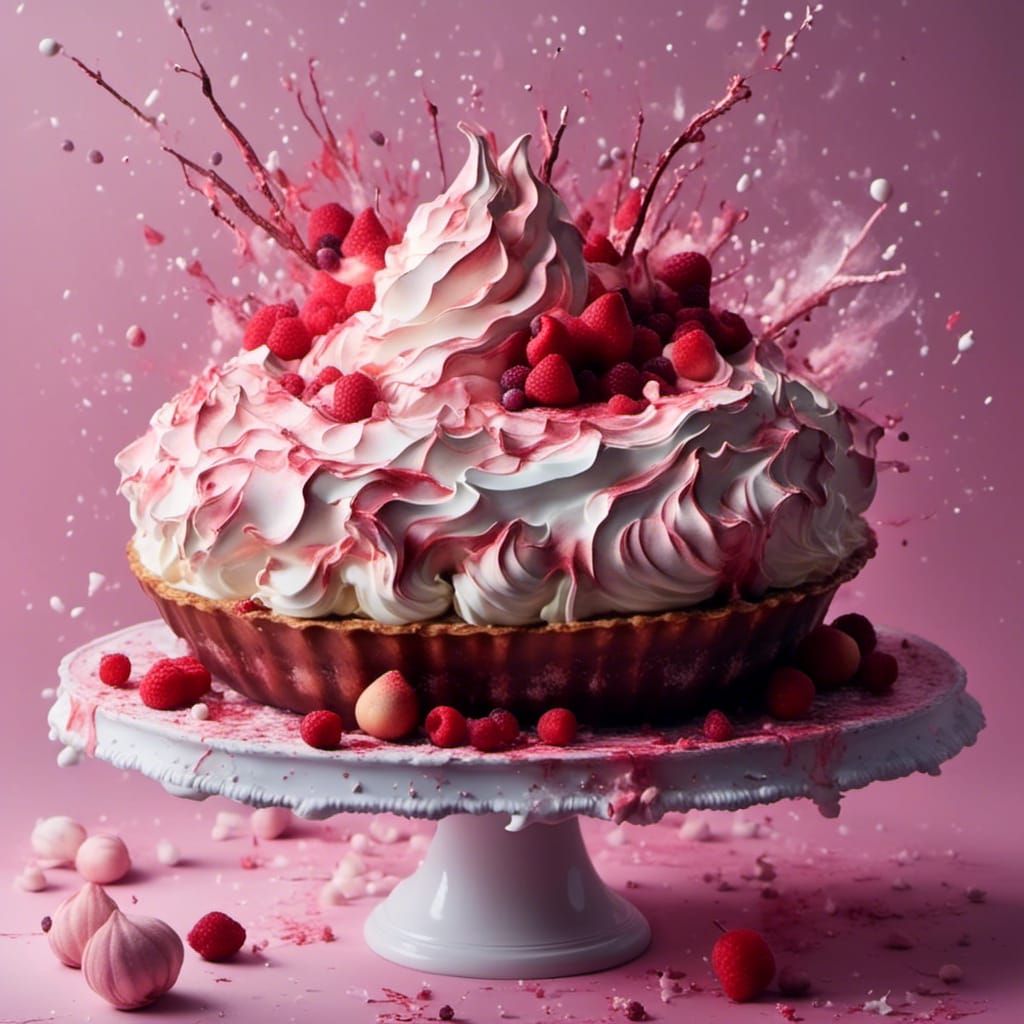 Intricate Lemon Meringue Pie in Whimsical Darkness