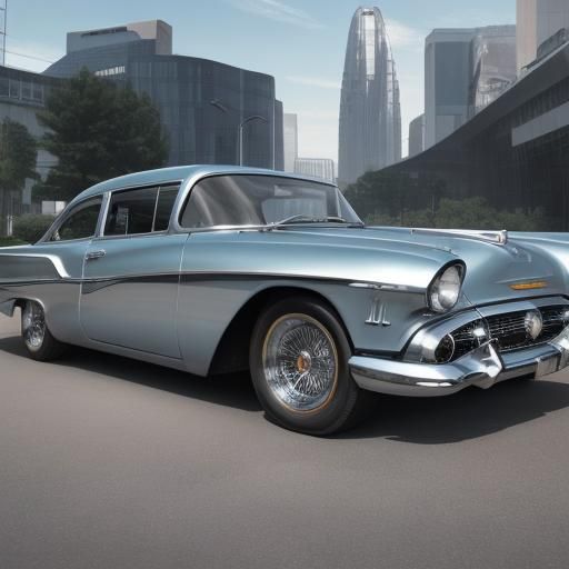 classic 1957 automobile with a distinctive ASpace Age ambian...