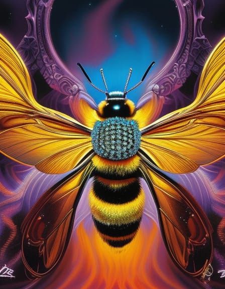 Regal Bumblebee King with Crown Jewels