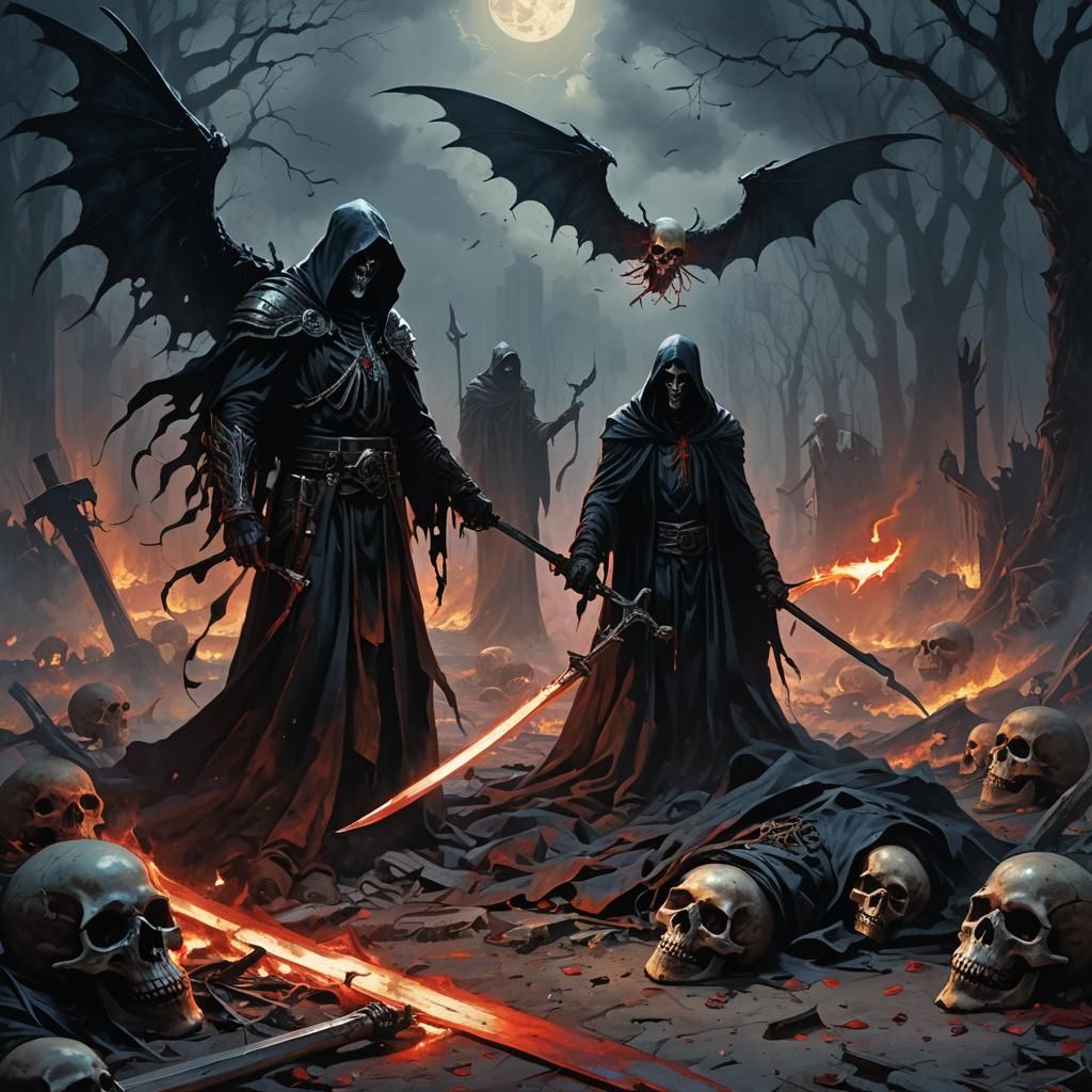 God of Death in Dark Fantasy Illustration