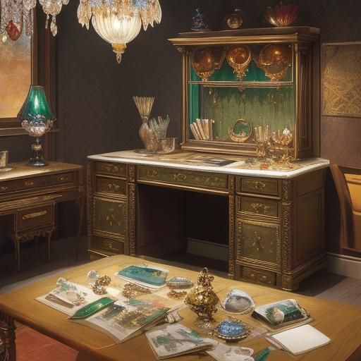 Writer's Desk in Pre-Raphaelite Style