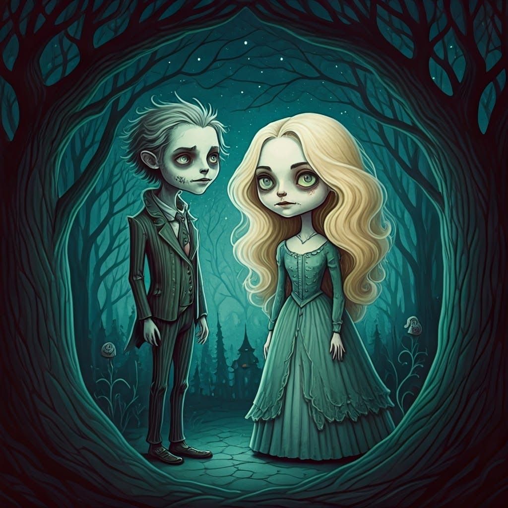 Vibrant Vintage Monsters in a Haunting Forest