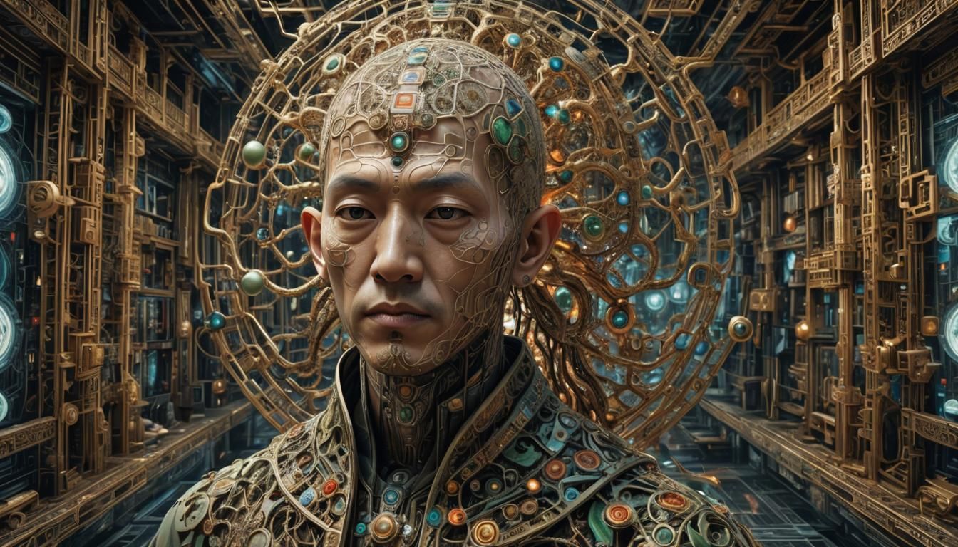 Taoist Monk Tesseract Body in Surreal Fractalism
