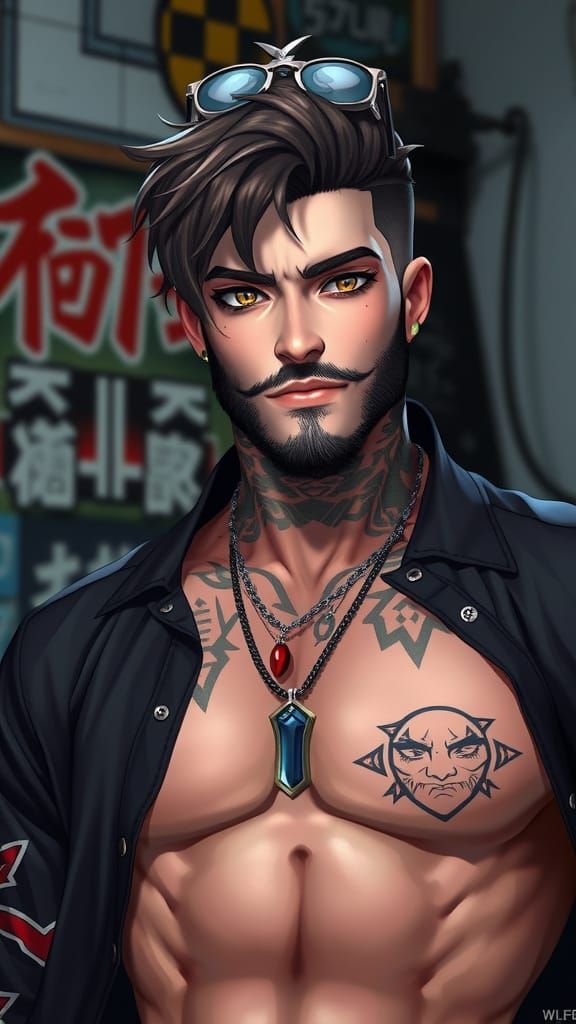 Ruggedly Handsome Mafia Boss in 3D Anime Style