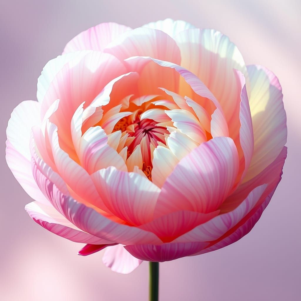 Rainbow Peony Digital Art in Anime Style