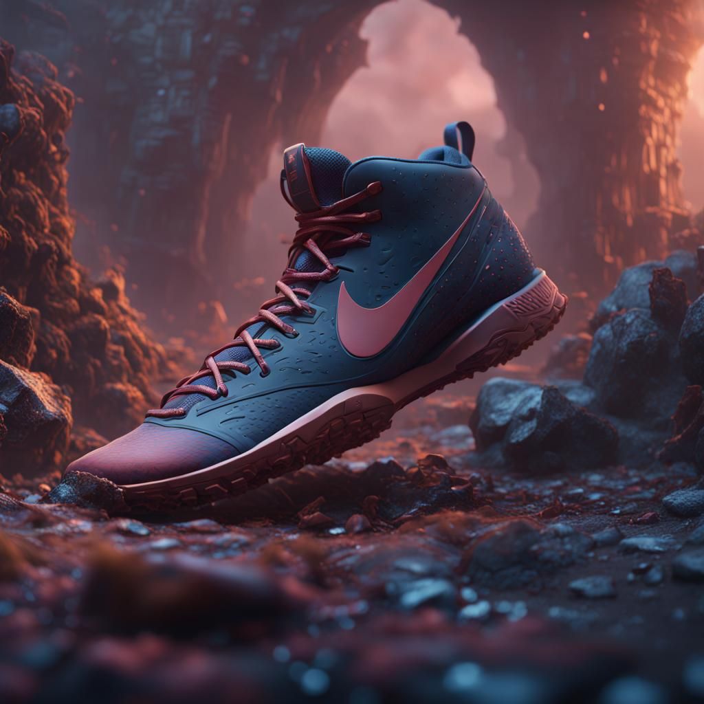 Nike Logo: Detailed Matte Painting in Deep Color