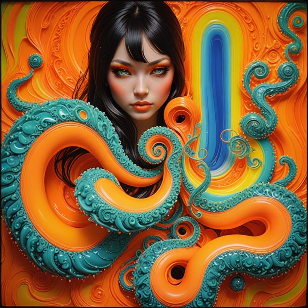 Abstract Neon Spirals in Insane Detail