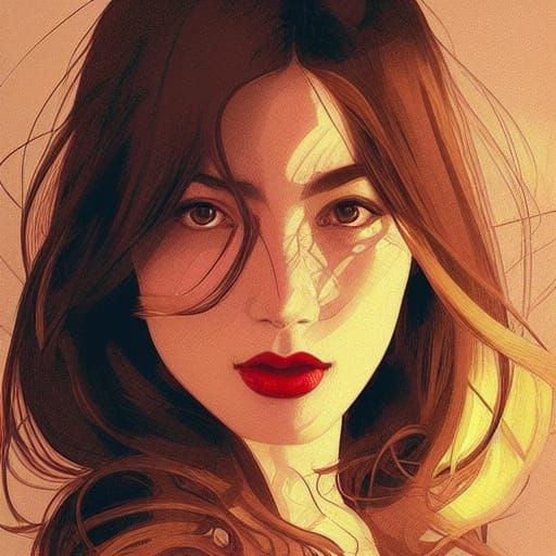 Striking Portrait of a Beautiful Woman in Digital Art Style