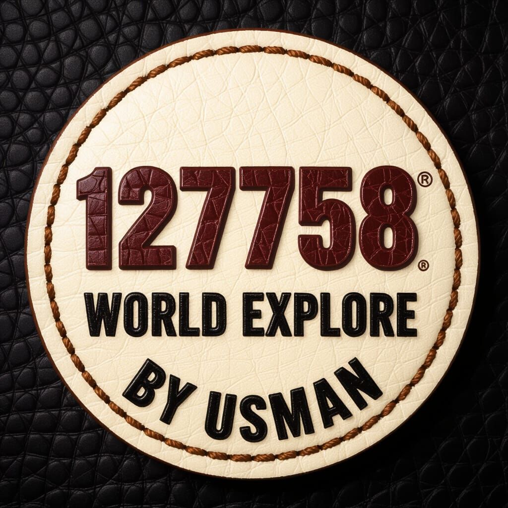 Embossed Leather Patch Logo with Globe and Text