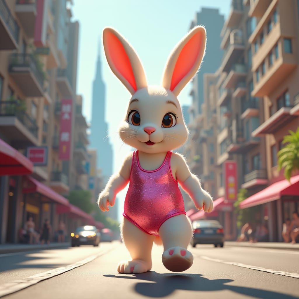 Rabbit in Bathing Suit: Digital Matte Painting