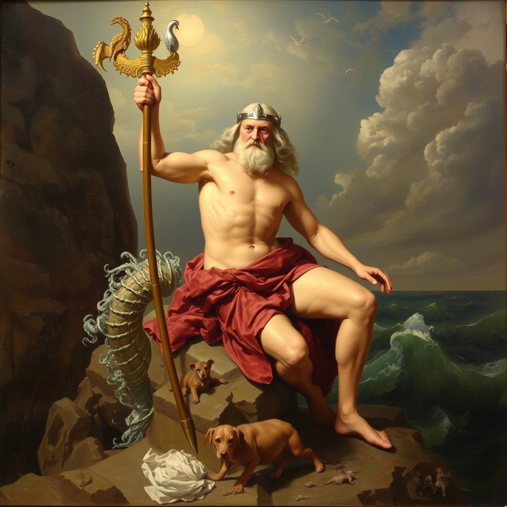 Poseidon in a Vintage Pictorialist Style