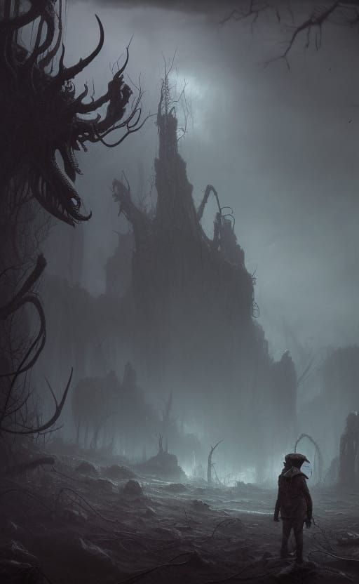 Cthulhu's Post-Apocalyptic Domain: A Digital Painting