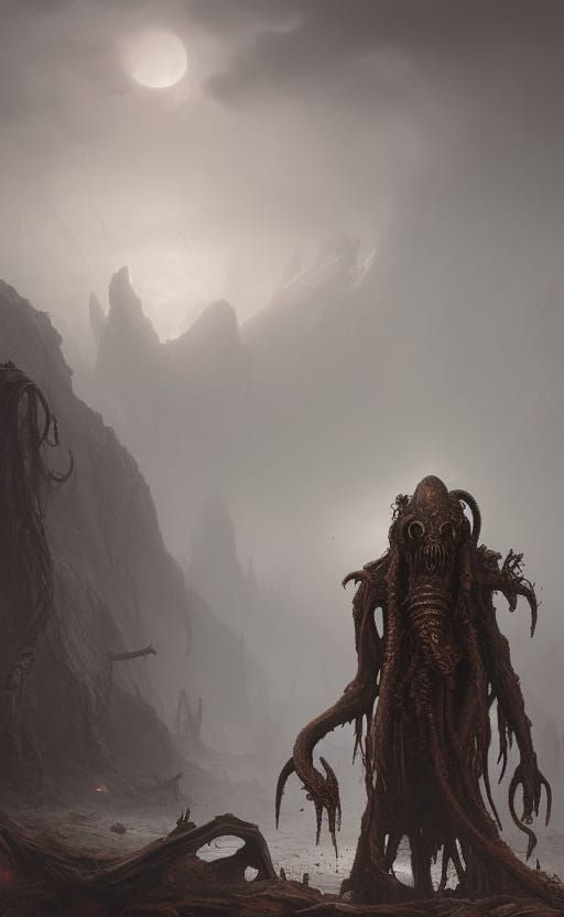 Cthulhu's Post-Apocalyptic Domain: A Dark Digital Painting
