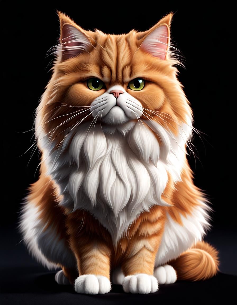 Grumpy Ginger Persian Cat in Ultra-Photorealistic Style