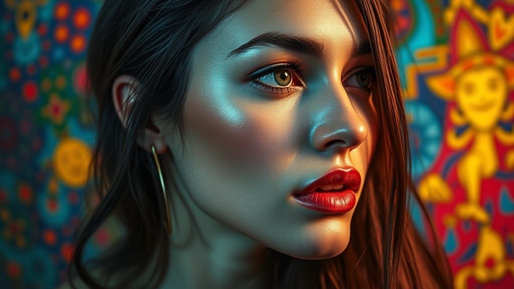 Vibrant Portrait with Dramatic Lighting in Splash Art Style