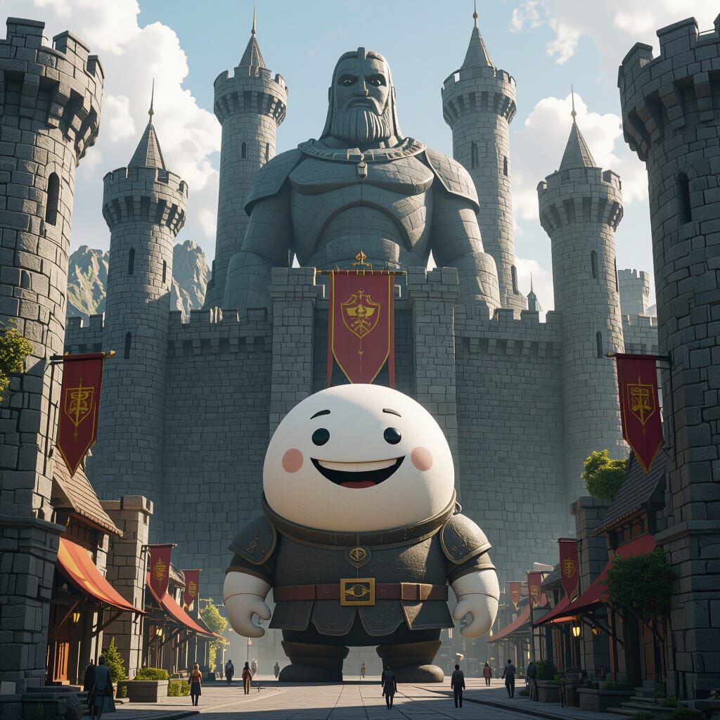 Fantasy Kingdom Inspired by Meme Character, Cinematic Lighti...