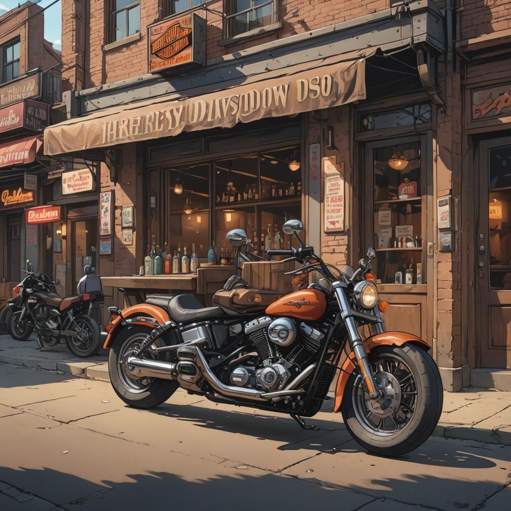 Harley Davidson Motorcycle in Manga Anime Style