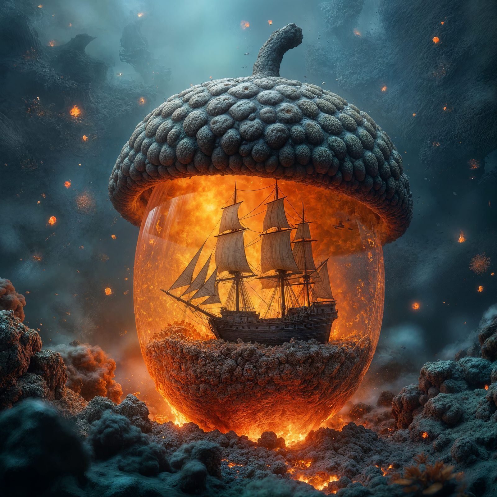 Sunken Pirate Ship in Acorn: Digital Art