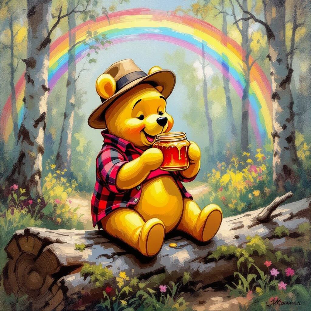 Winnie the Pooh in Impressionist Style