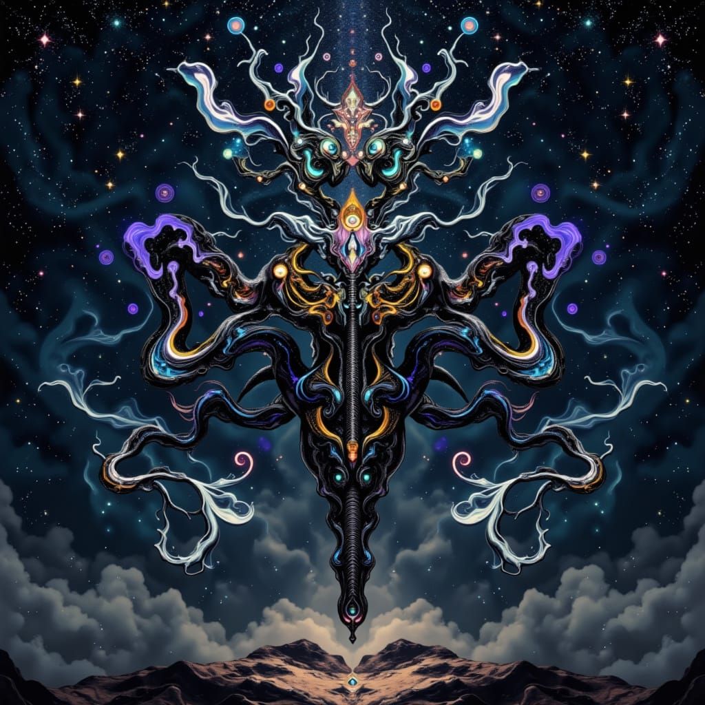 Majestic Metallic Machine in Starry Expanse