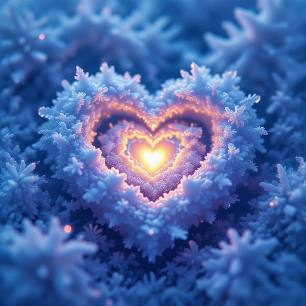 Ice Crystal Heart: Ultra-Macro Photorealistic Portrait