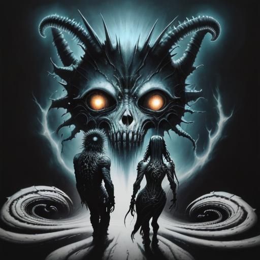 Creepy Gothic Face Drawing in Black and White