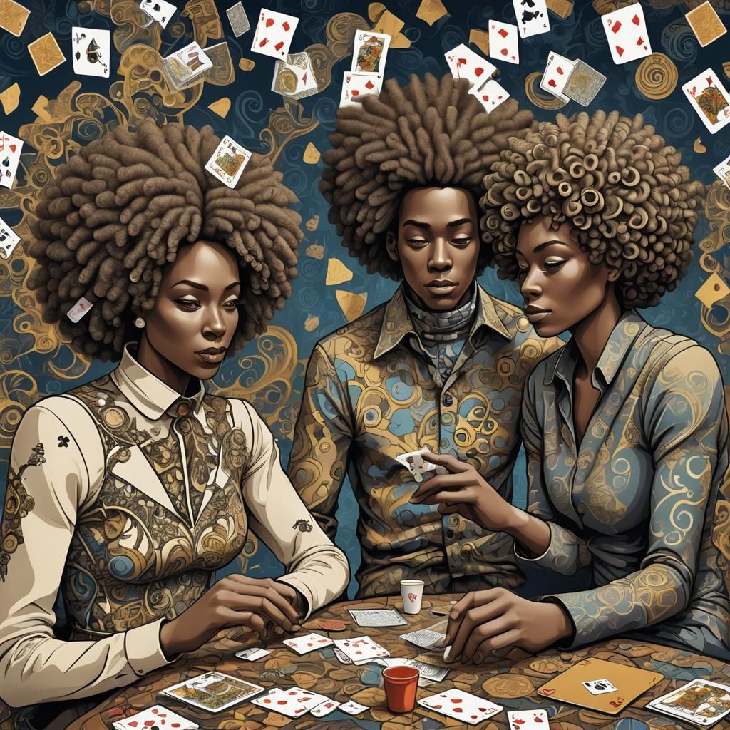 Crash Test Dummies Playing Cards in a City