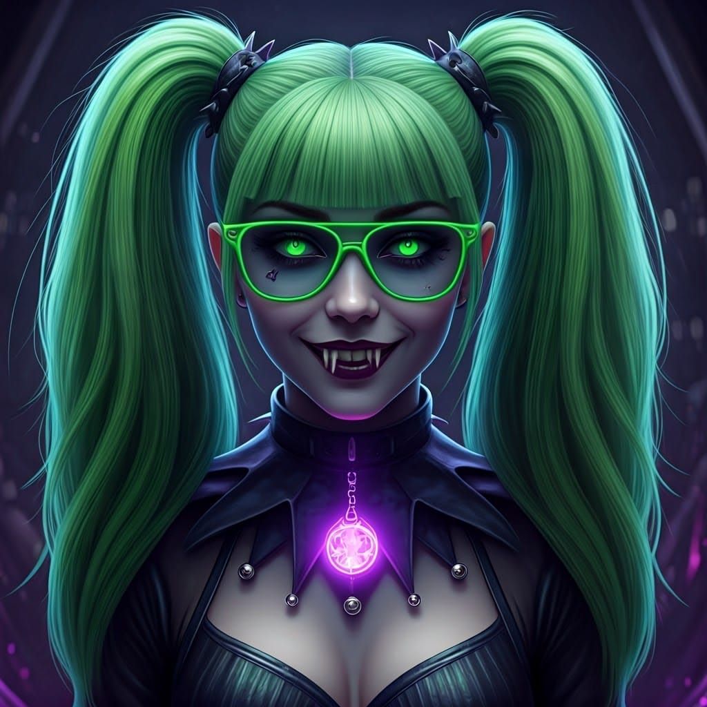 Goth Vampire Dancer in Neon Dreams